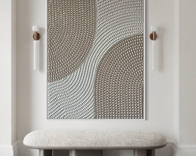 Textured Abstract Wall Art, Sculptural Plaster Painting, 3D Dots