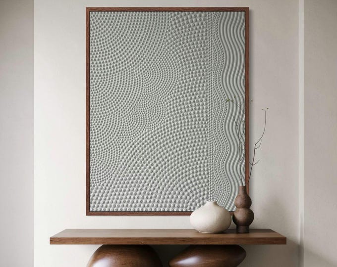 Oversized White Textured Wall Art Abstract 3D Painting Modern Handmade Plaster Neutral Canvas Home Decor