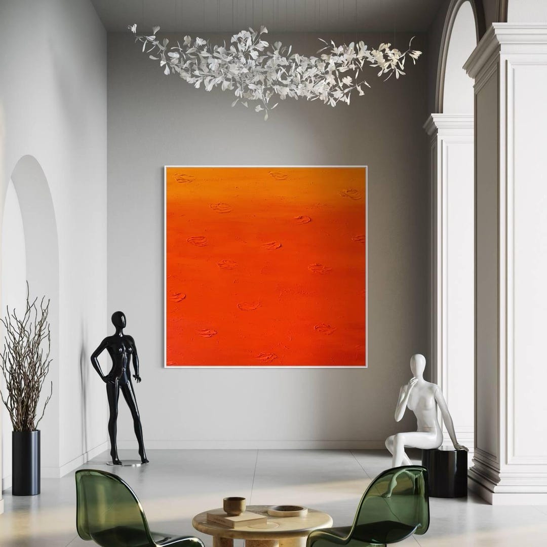 Large Orange Abstract Painting: Modern Texture Canvas Wall Art - Etsy