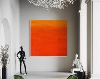 Gran pintura abstracta naranja: lienzo con textura moderna para pared