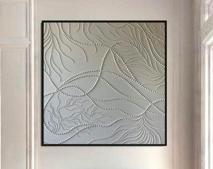 Oversized White 3D Textured Wall Art, Minimalist Abstract Canvas, Organic Modern Decor, Large Handmade Neutral Painting