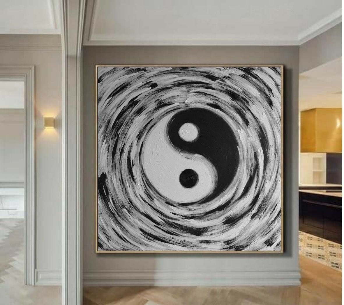 Portrait display, vertical, Yin and Yang, artwork, minimalism