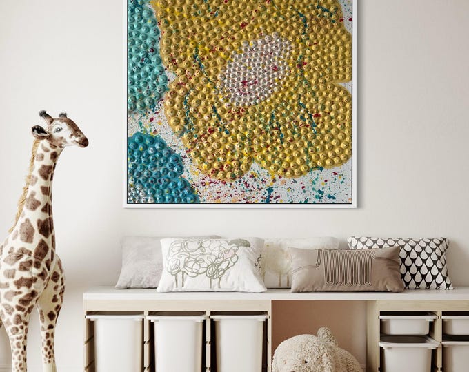 3D Textured Flower Wall Art, Modern Impasto Bloom Painting