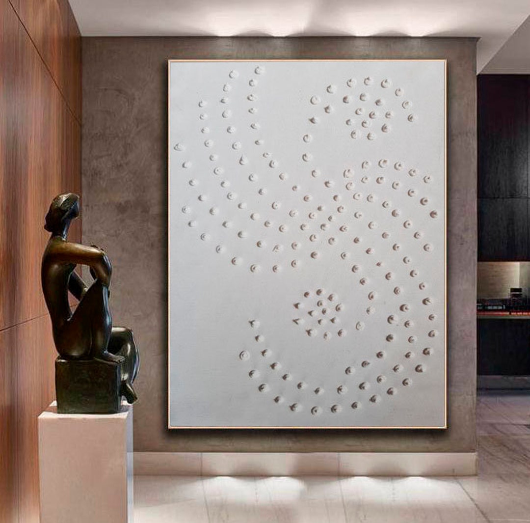Large 3D Painting, Oversize Rich Texture White Wall Art, Abstract Wall ...