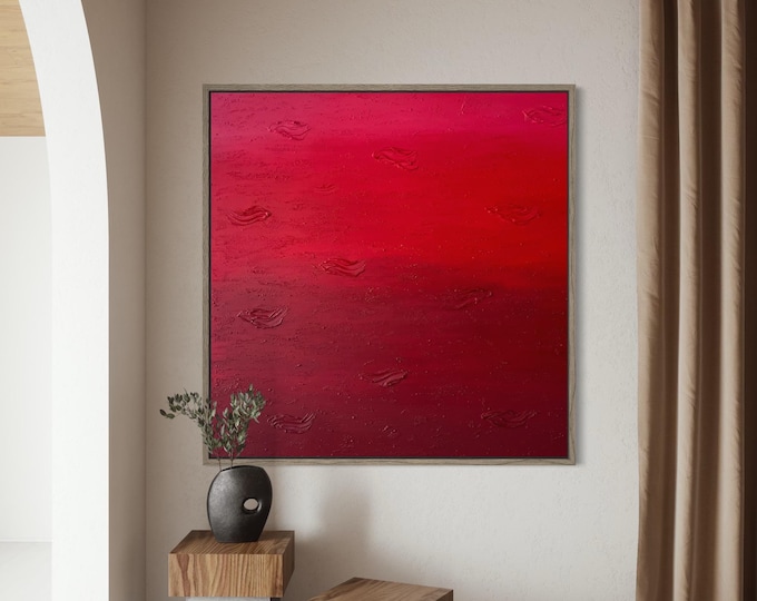 Large Red Abstract Painting • Modern Textured Wall Art • Minimalist Bold Canvas • Contemporary Statement Art