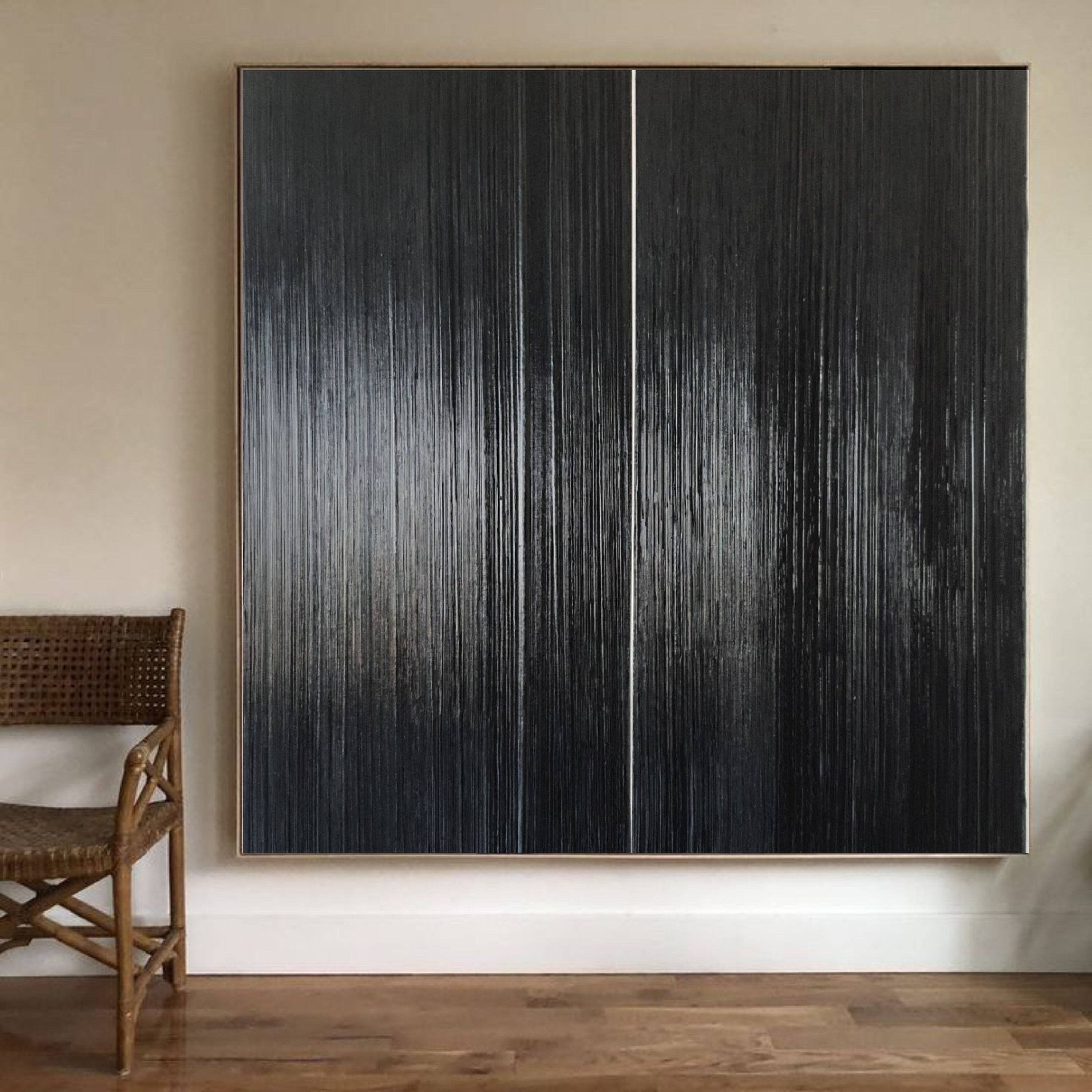 Large Painting Black With White Accent Rich Texture Oversize - Etsy