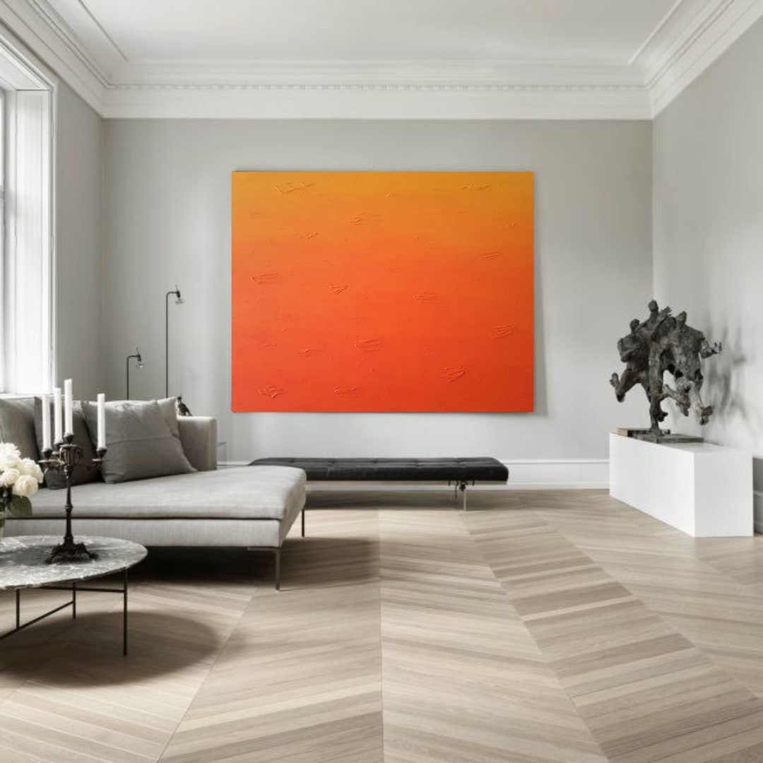 Oversized Abstract Orange Painting: 3D Texture Modern Wall Art - Etsy