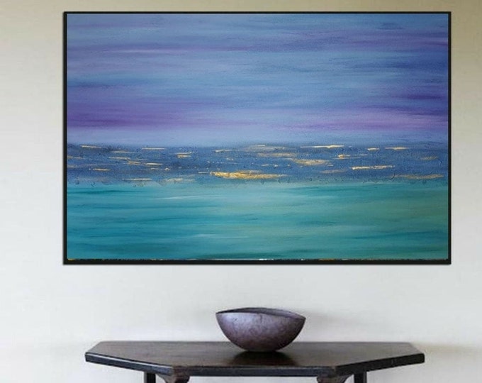 Oversize Abstract Seascape Painting: Large Modern Canvas Art