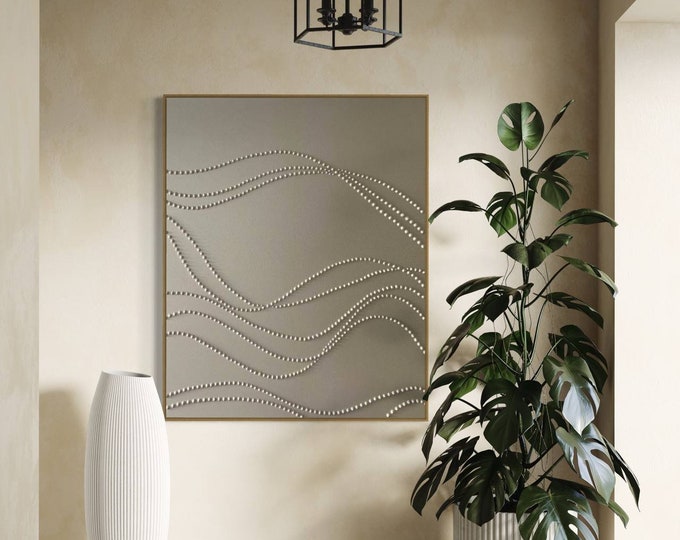 Oversized Pearl Metallic Abstract Painting: 3D Textured Wall Art Original Canvas