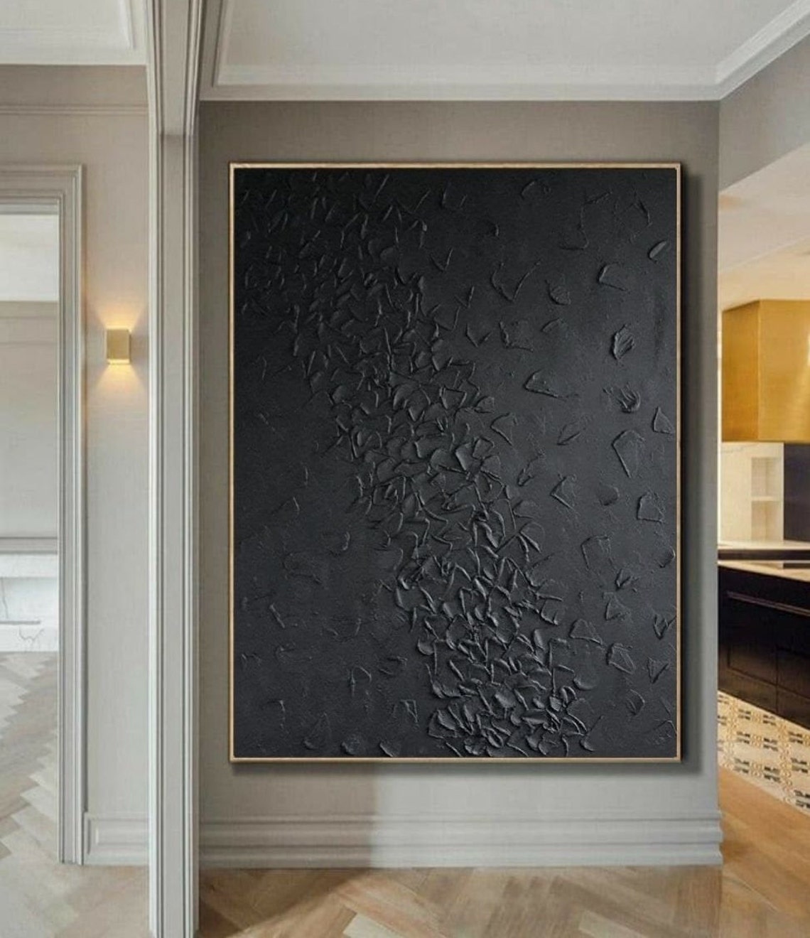 Black Extra Large Original Rich Texture Art Canvas Abstract Etsy