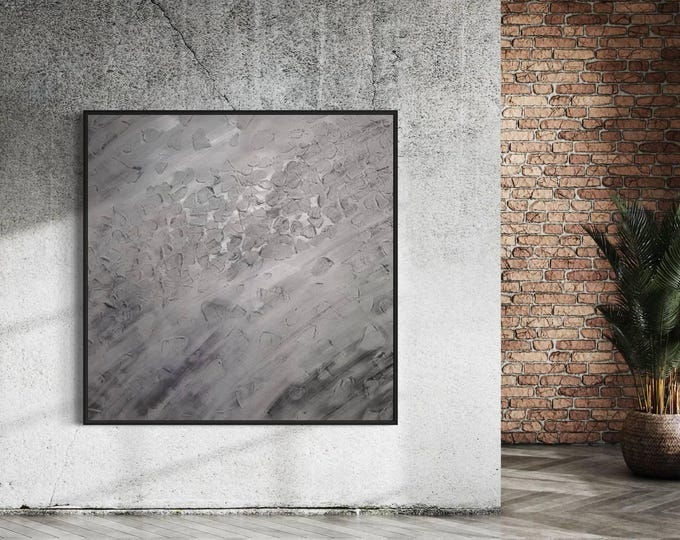 Large White Black Textured Abstract Wall Art Plaster 3d Painting Oversized Handmade Canvas Home Decor
