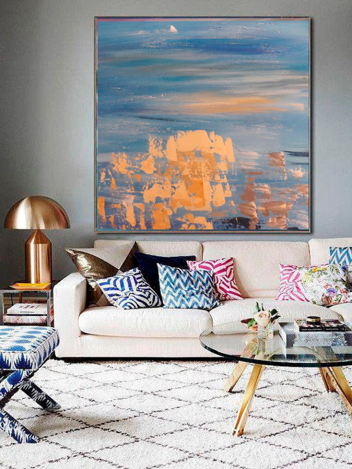 Large Painting Oversize Abstract Living Room Wall Art Extra - Etsy