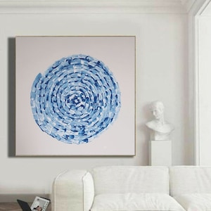 Oversize Abstract Circle Painting: Modern Texture Canvas Wall Art