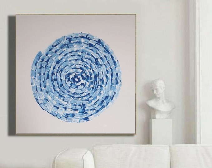 Oversize Abstract Circle Painting: Modern Texture Canvas Wall Art