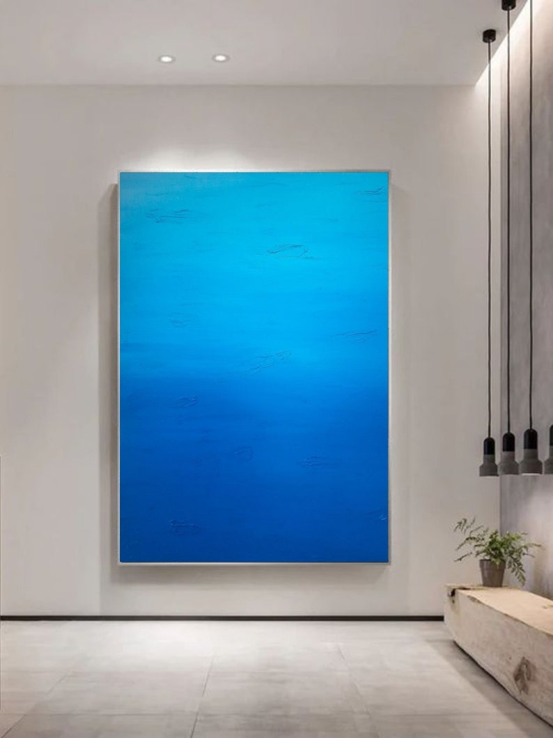 Large Blue Abstract Painting: Modern Textured Canvas Wall Art - Etsy