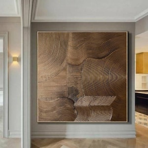 Large Bronze Painting Vintage  Texture Oversize Abstract 3d Wall Art Extra Large 3d Modern Original Painting Bronze rich texture on Canvas