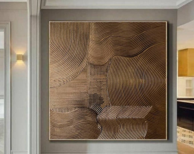Large Textured Wall Art Bronze with patina Painting Oversized Abstract 3D Plaster Handmade Artwork