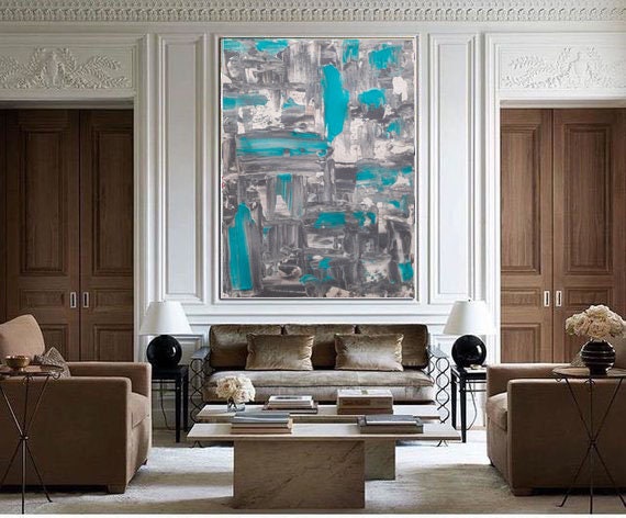 Large Painting Oversize Abstract Living Room Wall Art Extra | Etsy