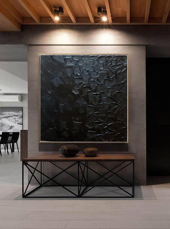 Abstract Black Painting Canvas Heavy Textured Art Pasty Painting Loft