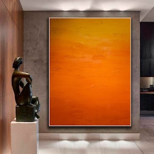 Large Painting, Oversize Abstract Wall Art, Extra Large Modern Original Orange Shades Texture Art Canvas Contemporary Bright  Wall Art  Home