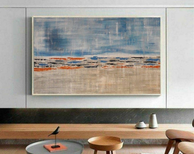Oversized Abstract Seascape Painting: Colorful Textured Canvas Art