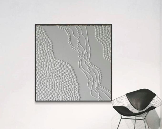 White 3D Textured Wall Art, Minimalist Abstract Canvas, Organic Modern Decor, Large Handmade Neutral Painting