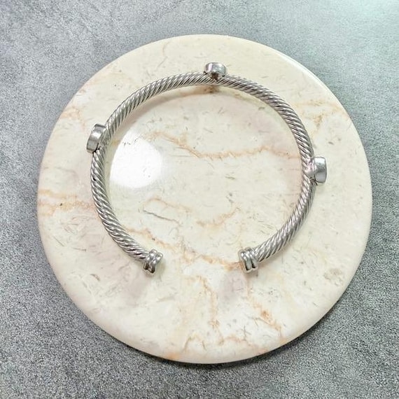 Twisted Sliver Tone Stacking Cable Cuff Bangle Br… - image 4