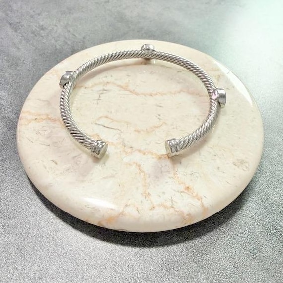Twisted Sliver Tone Stacking Cable Cuff Bangle Br… - image 3