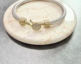 Vintage Stacking Twisted Cable Bangle Bracelet Two Tone Sliver/Gold Y2K Stylish