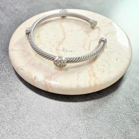 Twisted Sliver Tone Stacking Cable Cuff Bangle Br… - image 2