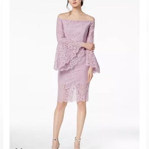 lilac knee length dress Knee-Length Lilac Wedding Guest Dress with Pockets PromGirl