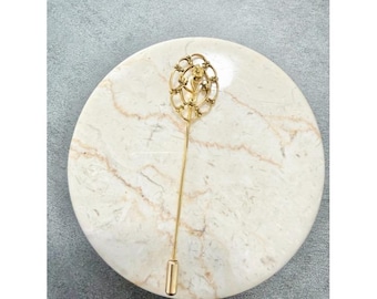 Vintage Victorian Style Stick Pin Gold Tone Floral open Work Filigree