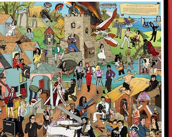 Music Legends Art Print – Illustrated Rock and Pop History, ‘Where's Wally’ Style