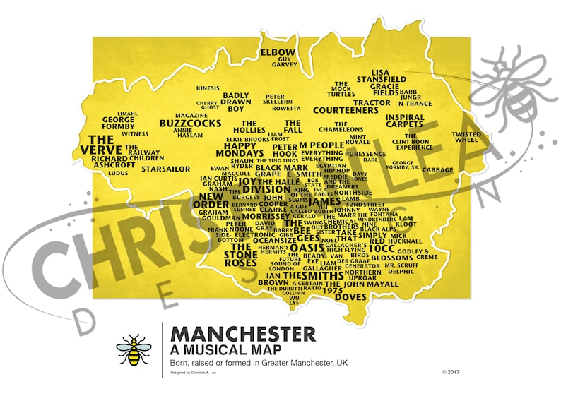 Rock Your Walls With Our Iconic Manchester Music Map Etsy UK