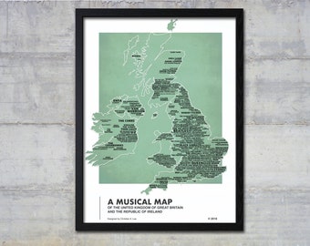 Discover the Best of British Music with Our Cool Britannia Music Map - Featuring Rock & Pop Icons from England, Scotland, Ireland + Wales!