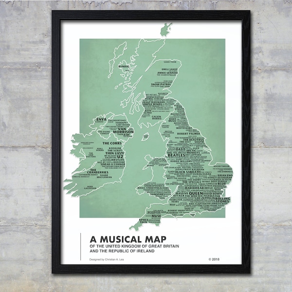 Discover the Best of British Music with Our Cool Britannia Music Map - Featuring Rock & Pop Icons from England, Scotland, Ireland + Wales!