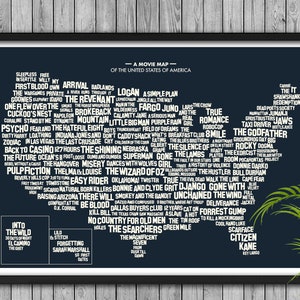 Movie Map of America Hollywood Films Set Across the United States - Etsy