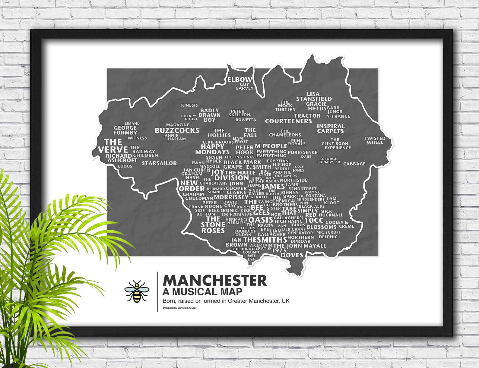 Manchester A Musical Map GREY Wall Art Manchester Music Etsy UK