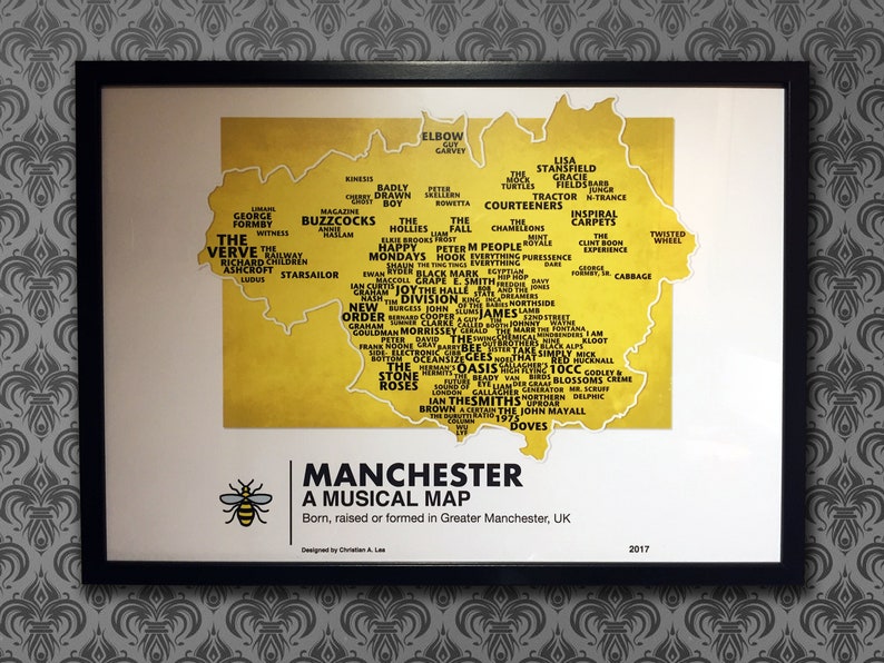 Rock Your Walls With Our Iconic Manchester Music Map Etsy UK