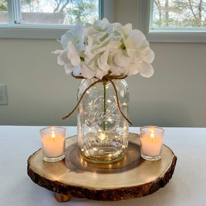 Set of 12 Quart Fairy Lights, Table Centerpieces, Lighted Mason Jars, Mason Jars With Flowers, Fairy Light Table Decor, Wedding Center Piece
