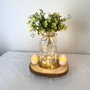 Half Gallon Mason Jar Centerpiece, Wedding Centerpieces For Tables, Mason Jars With Lights, Floral Centerpiece Wedding, Event Table Decor