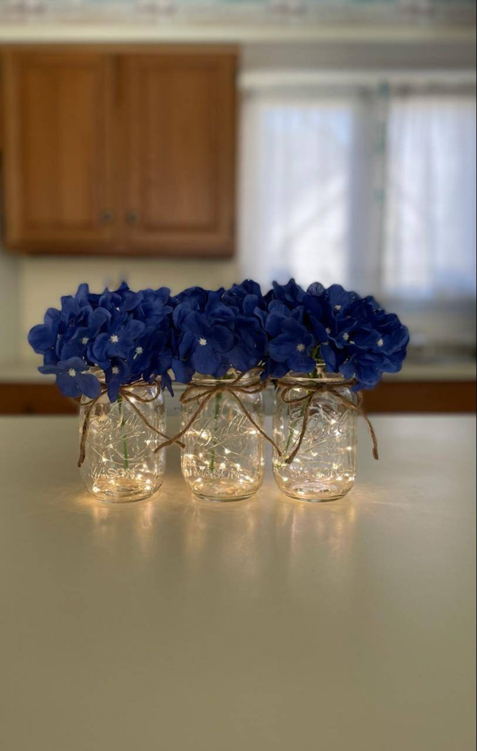 Mason Jar With Lights Centerpiece for Dining Table Lighted Etsy