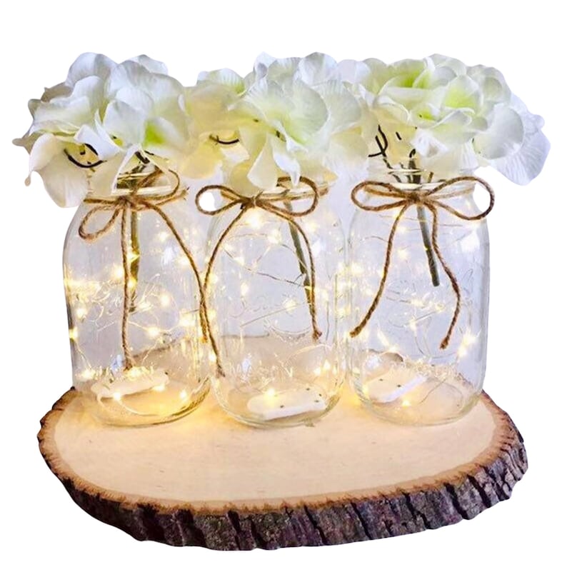 Light Up Mason Jars Mason Jar Centerpiece Light Centerpiece Etsy