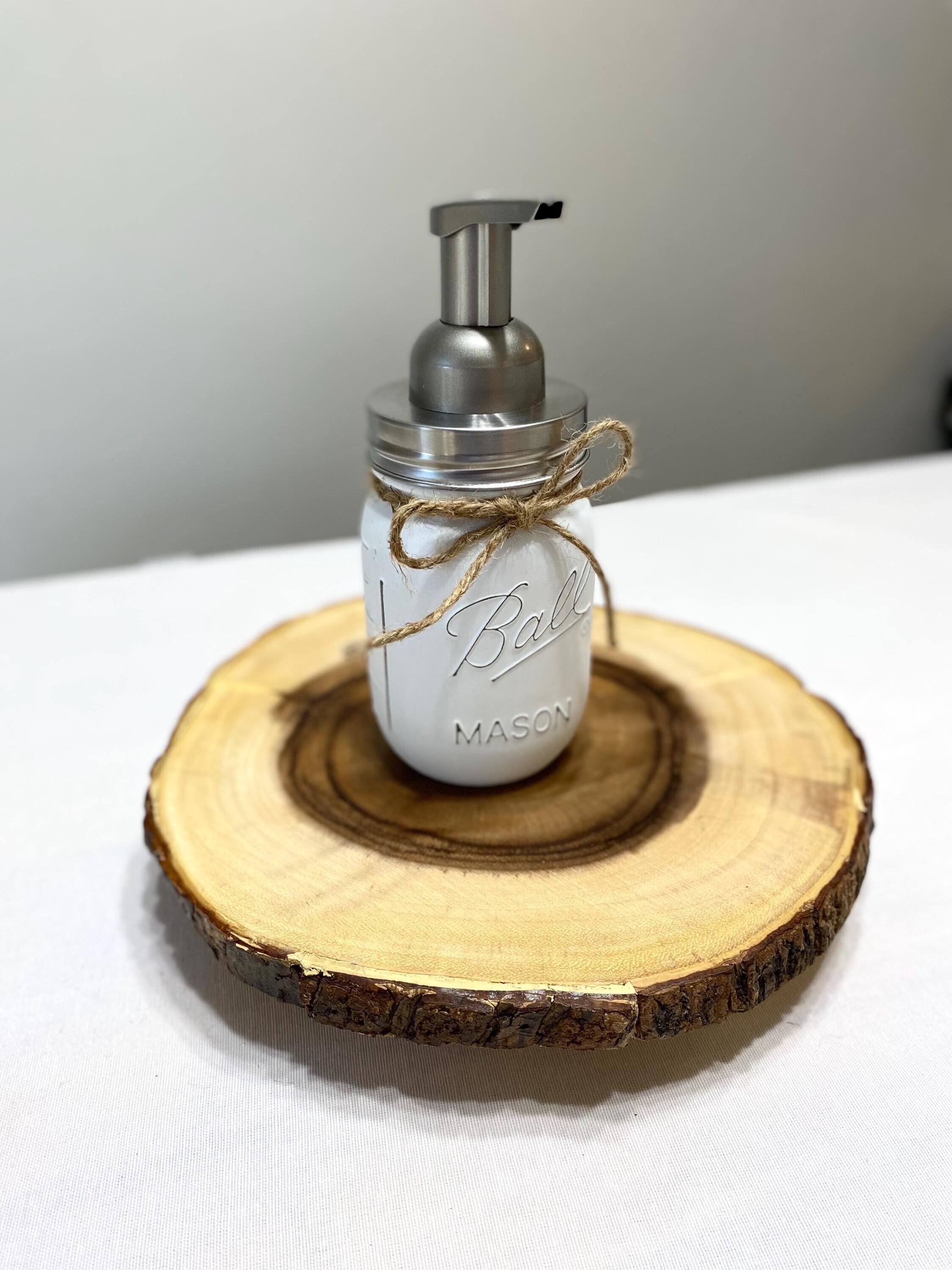 Mason Jar Soap Dispenser, Foam Pump Bathroom Dispenser, Farmhouse Bathroom Decor, Painted Mason Jar, Christmas Gift, Beige Bathroom Decor