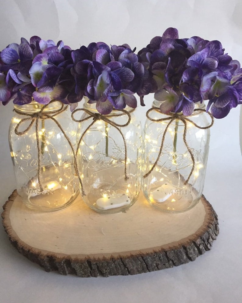 Light Up Mason Jars Mason Jar Centerpiece Light Centerpiece Etsy