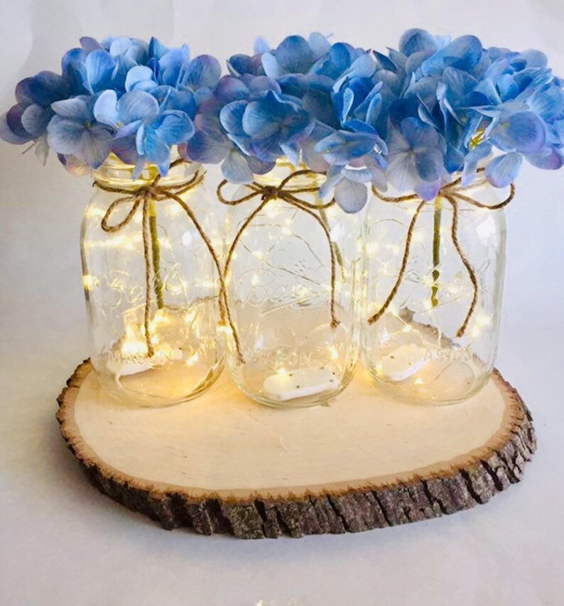 Light Up Mason Jars Mason Jar Centerpiece Light Centerpiece Etsy