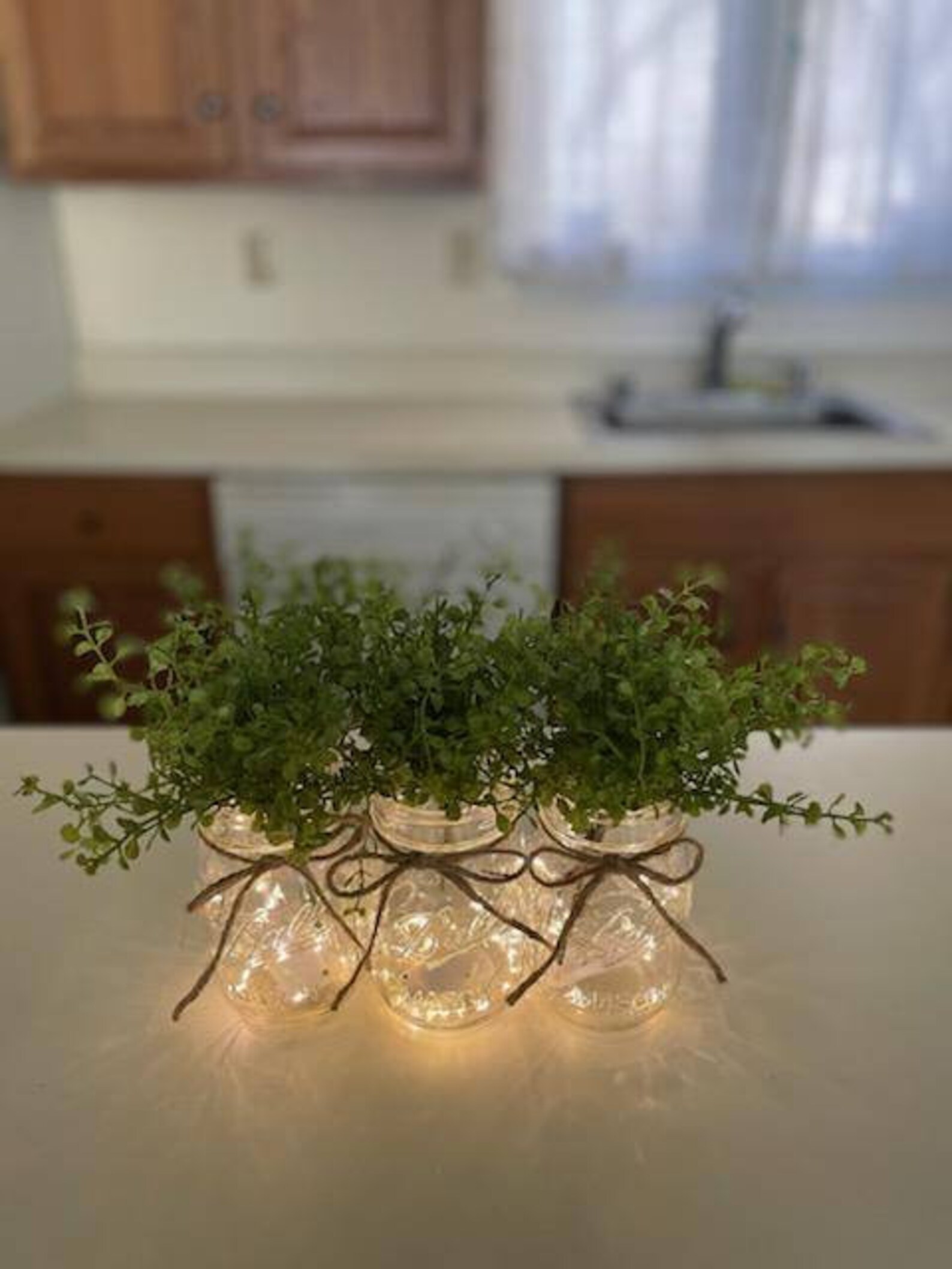 Mason Jar With Lights Centerpiece for Dining Table Lighted Etsy