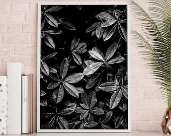 Botanische Druck, Wandkunst, Printable, Digital Download, schwarz und weiß botanische Kunst, Blumen, Blättern, moderne Kunst, Bush Blätter, Monochrom