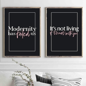 Set of 2 The 1975 ABIIOR monochrome digital download, instant DIY printable, modernity has failed us, its not living if it not with you b&w