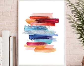 Abstract Brush Stroke Print, Colorful Wall Art (Digital Download)